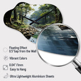 Gentle River Through Country Charm Forest - Asymmetric Metal Wall Clock