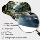 Gentle River Through Country Charm Forest - Asymmetric Metal Wall Clock