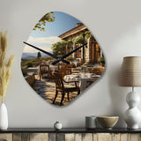 Country Clubs Outdoor Dining V - Asymmetric Metal Wall Clock