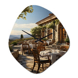 Country Clubs Outdoor Dining V - Asymmetric Metal Wall Clock