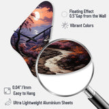 Countryside Crimson Dusk Landscape I - Asymmetric Metal Wall Clock