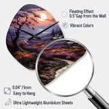Countryside Crimson Dusk Landscape I - Asymmetric Metal Wall Clock