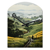 Countryside Foggy Green Hillside - Asymmetric Metal Wall Clock