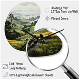 Countryside Foggy Green Hillside - Asymmetric Metal Wall Clock