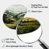 Countryside Foggy Green Hillside - Asymmetric Metal Wall Clock