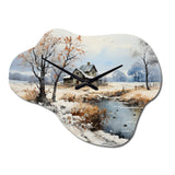 Countryside Snowy Minimalism Winter VII - Asymmetric Metal Wall Clock