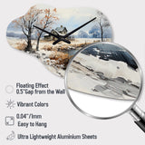 Countryside Snowy Minimalism Winter VII - Asymmetric Metal Wall Clock