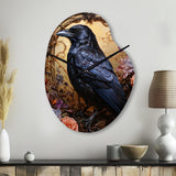 Crow Opulent Oath - Asymmetric Metal Wall Clock