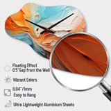 Teal Orange Bold Abstract Flow Collage I - Asymmetric Metal Wall Clock