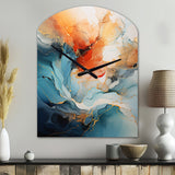 Teal Orange Bold Abstract Flow Collage II - Asymmetric Metal Wall Clock