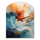 Teal Orange Bold Abstract Flow Collage II - Asymmetric Metal Wall Clock