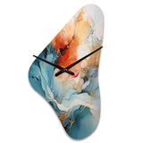 Teal Orange Bold Abstract Flow Collage II - Asymmetric Metal Wall Clock