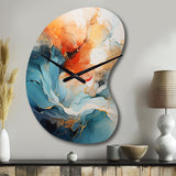 Teal Orange Bold Abstract Flow Collage II - Asymmetric Metal Wall Clock