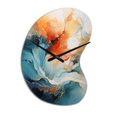 Teal Orange Bold Abstract Flow Collage II - Asymmetric Metal Wall Clock
