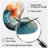 Teal Orange Bold Abstract Flow Collage II - Asymmetric Metal Wall Clock