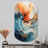 Teal Orange Bold Abstract Flow Collage II - Asymmetric Metal Wall Clock