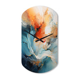 Teal Orange Bold Abstract Flow Collage II - Asymmetric Metal Wall Clock