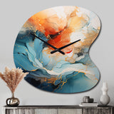Teal Orange Bold Abstract Flow Collage II - Asymmetric Metal Wall Clock