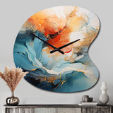 Teal Orange Bold Abstract Flow Collage II - Asymmetric Metal Wall Clock