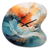 Teal Orange Bold Abstract Flow Collage II - Asymmetric Metal Wall Clock
