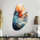 Teal Orange Bold Abstract Flow Collage II - Asymmetric Metal Wall Clock