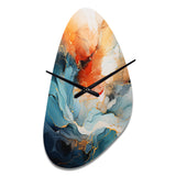 Teal Orange Bold Abstract Flow Collage II - Asymmetric Metal Wall Clock