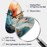 Teal Orange Bold Abstract Flow Collage II - Asymmetric Metal Wall Clock
