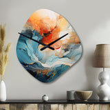 Teal Orange Bold Abstract Flow Collage II - Asymmetric Metal Wall Clock