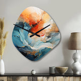 Teal Orange Bold Abstract Flow Collage II - Asymmetric Metal Wall Clock