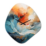 Teal Orange Bold Abstract Flow Collage II - Asymmetric Metal Wall Clock