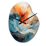 Teal Orange Bold Abstract Flow Collage II - Asymmetric Metal Wall Clock