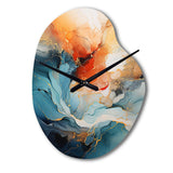 Teal Orange Bold Abstract Flow Collage II - Asymmetric Metal Wall Clock