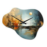 Teal Orange Bold Energy I - Asymmetric Metal Wall Clock