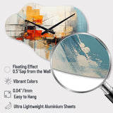 Teal Orange Bold Energy IV - Asymmetric Metal Wall Clock