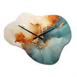 Teal Orange Bold Energy V - Asymmetric Metal Wall Clock