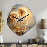 White Dandelion Romantic Impression I - Asymmetric Metal Wall Clock