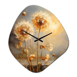 White Dandelion Romantic Impression I - Asymmetric Metal Wall Clock