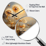 White Dandelion Romantic Impression I - Asymmetric Metal Wall Clock