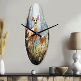 Deer Graceful Fawn Pastoral II - Asymmetric Metal Wall Clock