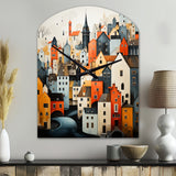 Denmark Scarlet Roofs Collage III - Asymmetric Metal Wall Clock