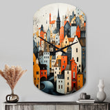 Denmark Scarlet Roofs Collage III - Asymmetric Metal Wall Clock