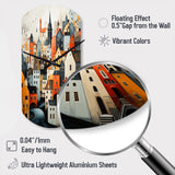 Denmark Scarlet Roofs Collage III - Asymmetric Metal Wall Clock