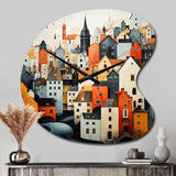 Denmark Scarlet Roofs Collage III - Asymmetric Metal Wall Clock