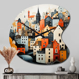 Denmark Scarlet Roofs Collage III - Asymmetric Metal Wall Clock