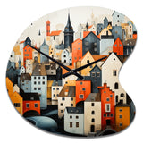 Denmark Scarlet Roofs Collage III - Asymmetric Metal Wall Clock