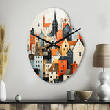 Denmark Scarlet Roofs Collage III - Asymmetric Metal Wall Clock