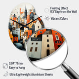 Denmark Scarlet Roofs Collage III - Asymmetric Metal Wall Clock