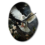 White Dove Messenger Of Peace - Asymmetric Metal Wall Clock