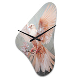 Pink Dove Winged Messenger - Asymmetric Metal Wall Clock