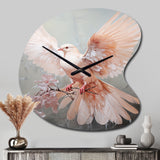 Pink Dove Winged Messenger - Asymmetric Metal Wall Clock